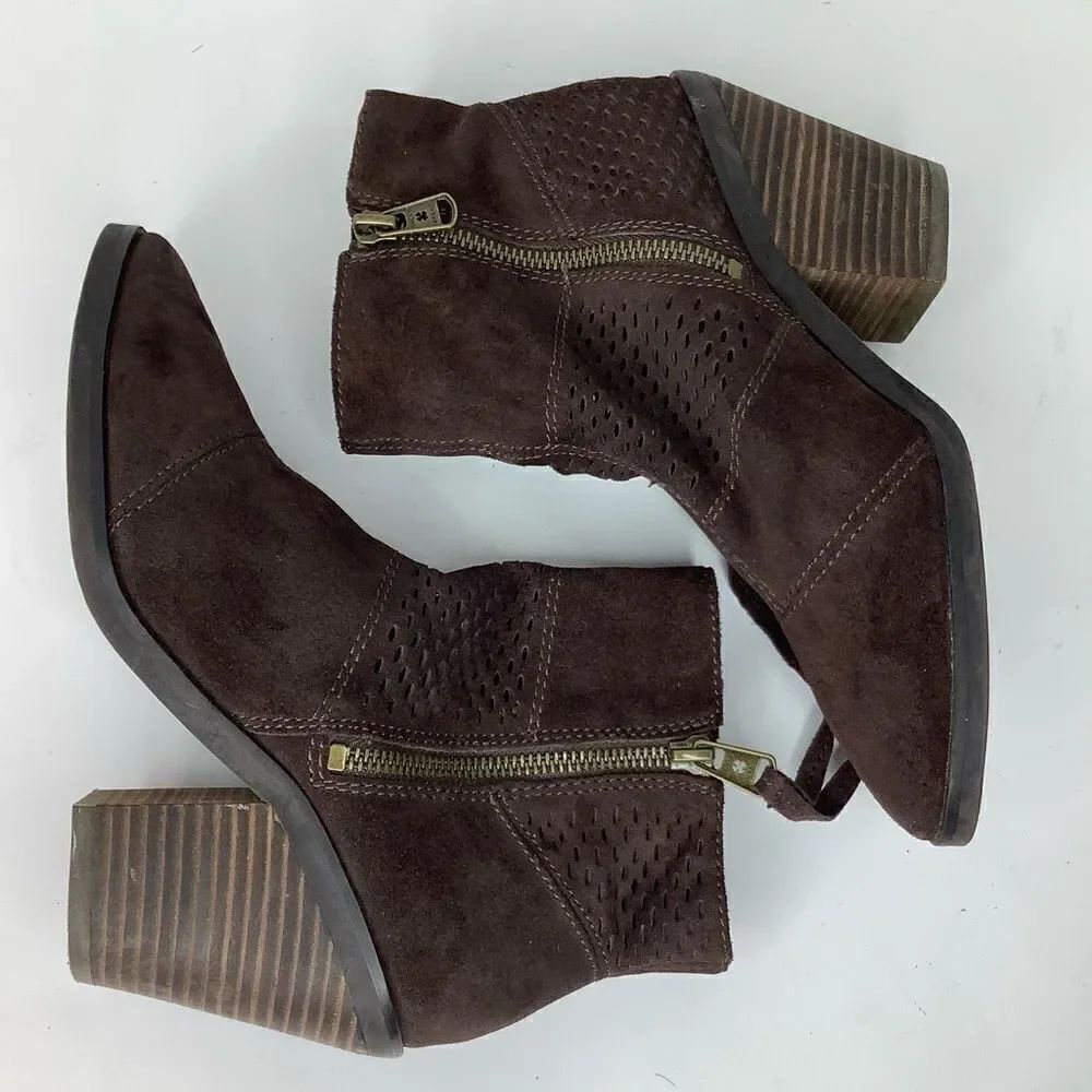 Lucky Brand Chelsey Brown Suede Pointy Toe Ankle Women’s Booties Sz 6 - Picture 7 of 9